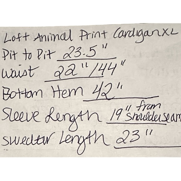 NWT LOFT Cropped Leopard Animal Knit V-Neck Cotton Gray Cream Button Cardigan XL - Picture 9 of 9